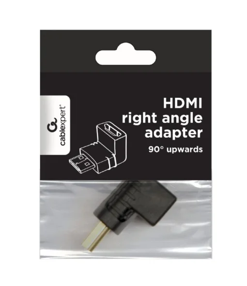 Адаптер Cablexpert HDMI - HDMI (M/F), угол 90 градусов, черный (A-HDMI90-FML) пакет